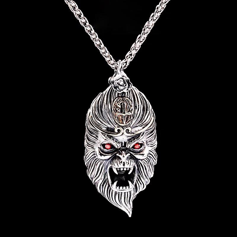 

Двухстороннее ожерелье Будды Укун для мужчин и женщин в стиле хип-хоп, ретро-подвеска в виде гориллы, цепочка для свитера, панк-ювелирные изделия, аксессуары, подарок