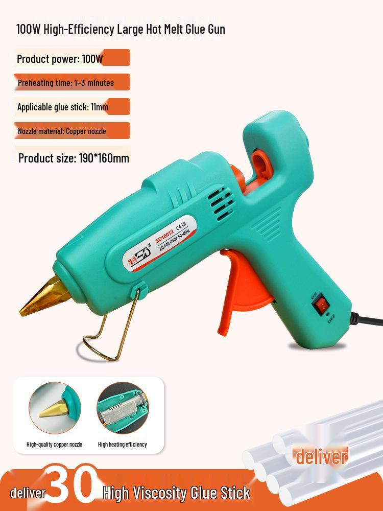 High Viscosity DIY Hot Melt Glue Gun with Fine Nozzle and Glue Sticks for Handmade and Household Projects
