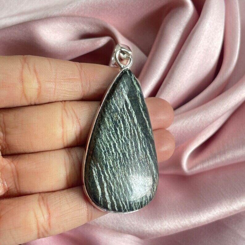 Green Swiss Opal Pendant With Silver Chain Necklace 925 Sterling Silver Pendant