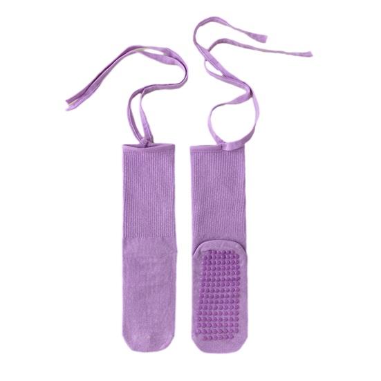 1 Pair Yoga Socks Pure Color Lace-up Elastic Compression Support Yoga Fitness Dance Socks with Silicone Anti-Slip Soles