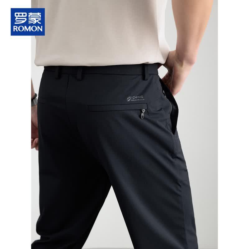 ROMON Men's Straight-Leg Ice Silk Casual Business Pants