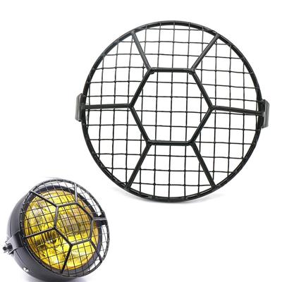 Schwarzes Metall 6,3" Retro Motorrad Scheinwerfer Kugelform Gitterabdeckung Maske X1
