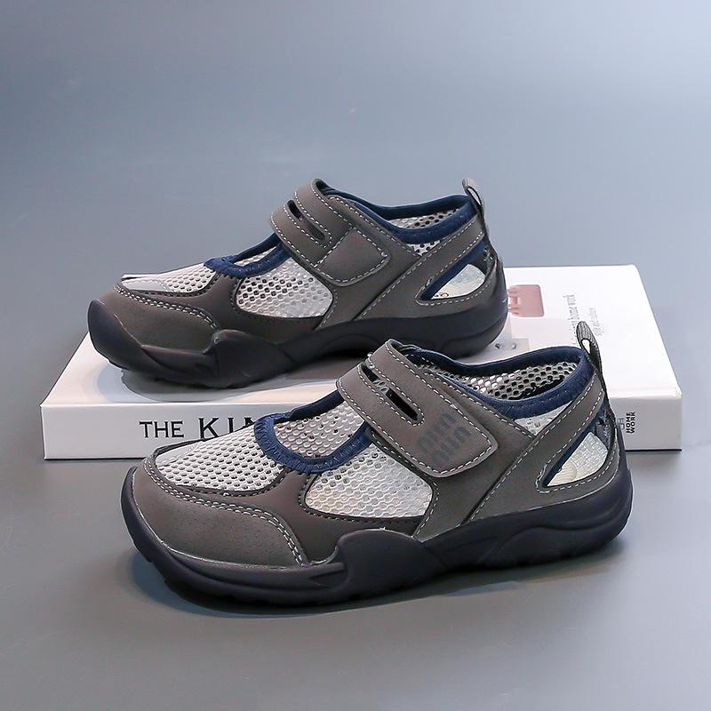 2025 Summer New Mesh Splicing Velcro Children's Sports Sandals Men's and Women's Beach Shoes Breathable Frame Shoes