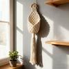 Cotton Rope Woven Hanging Basket Bohemian Plant Net Pouch Wall Tapestry Garden Decor Flower Basket Horticulture Decoration