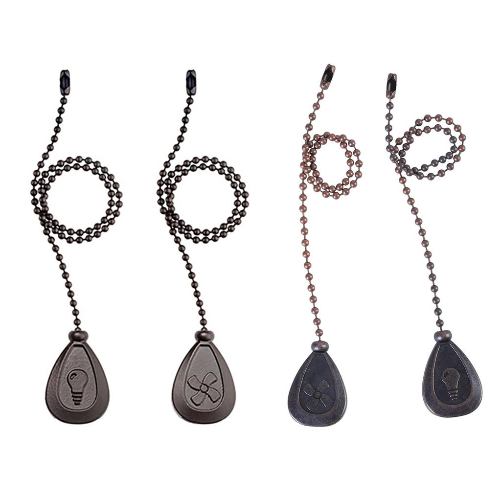 2pcs Ceiling Fan & Light Pull Chain Extensions Decorative Pendants with Connectors Elegant Ceiling Fan Pull Chains set