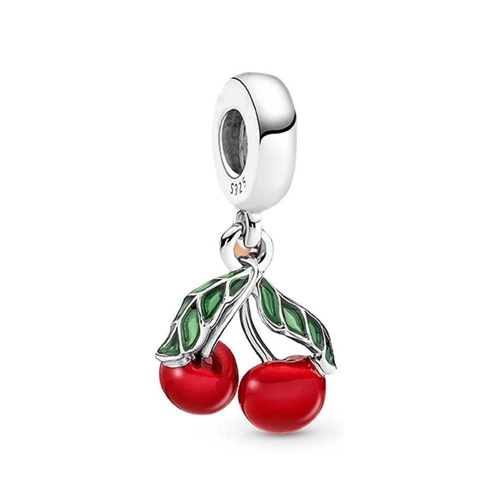Copper Strawberry Cherry Apple Fruit Dessert Series Diy Charm Beads Fit For Original Bracelets Women'S Boutique Jewelry