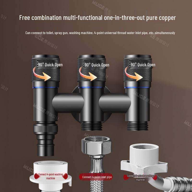 Three-Way Angle Valve Water Splitter: Multifunctional Faucet for Washing Machines