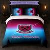 Set Biancheria da Letto Personalizzato West Ham United FC Testo Nome 1 Copripiumino+2 Federe Logo Calcio Regalo Personalizzato per Occasione Speciale Decorazione Camera da Letto