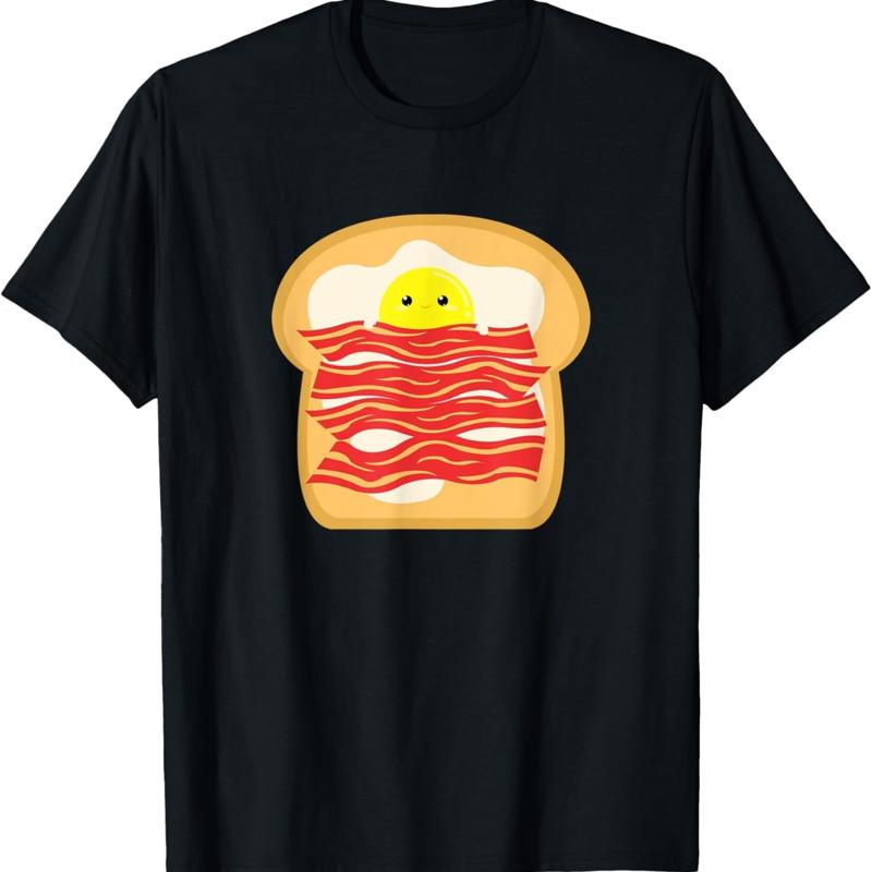 Funny Egg In A Bacon Toast Bed Food Breakfast T Shirt