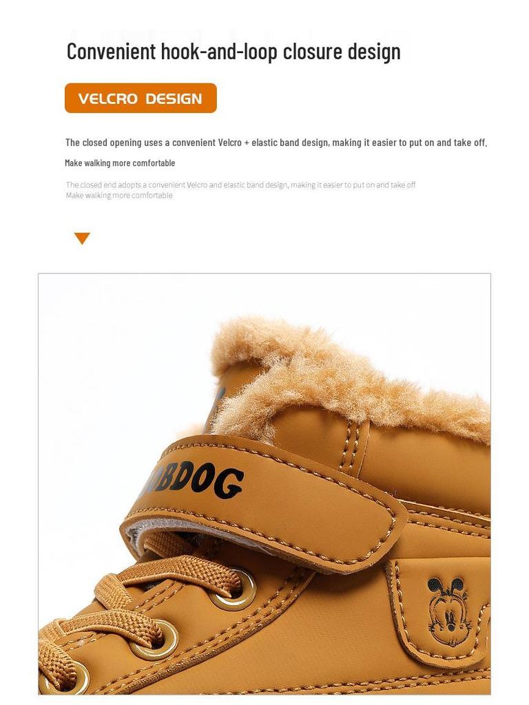 Bobodou Kids' Winter Velvet-Lined Martin Boots for Boys & Girls - Thick, Warm, Trendy Sports Shoes 2025