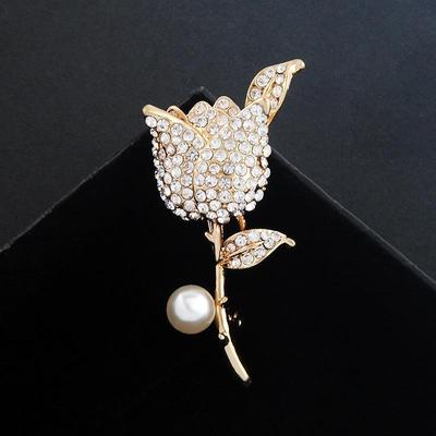 Doce broche de cristal de alta qualidade, jaqueta feminina, cardigan, acessórios de pérola, broche de alfinete, joias, presente