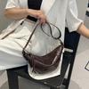 First Layer Cowhide Dumpling Bag, New High-end High Cow Horn Small Bag, High-end Feeling, Niche Crescent Commuting Bag