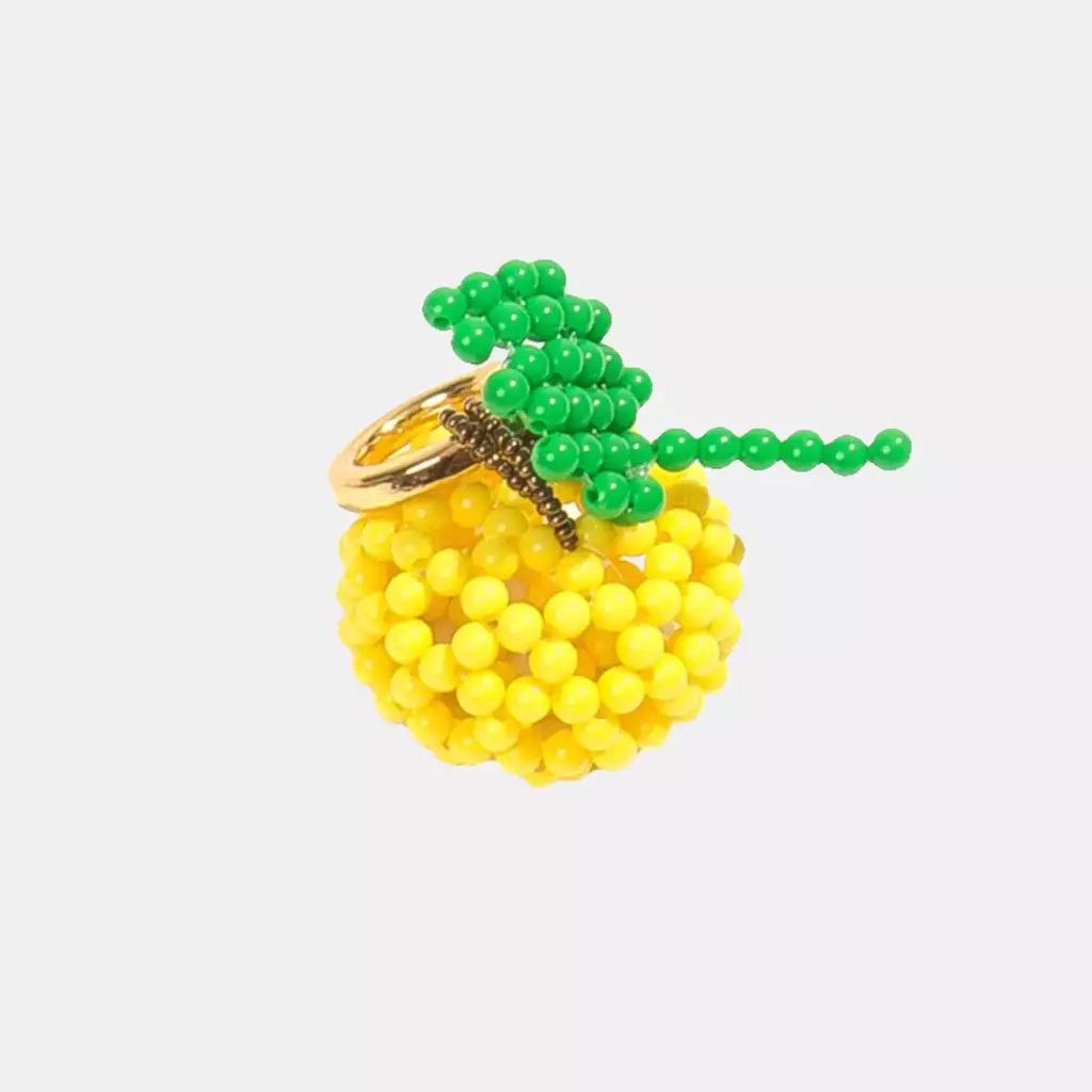 18K Gold Fruit-Inspired Apple & Watermelon Pendant with DIY Colored Beads and Lemon Design.