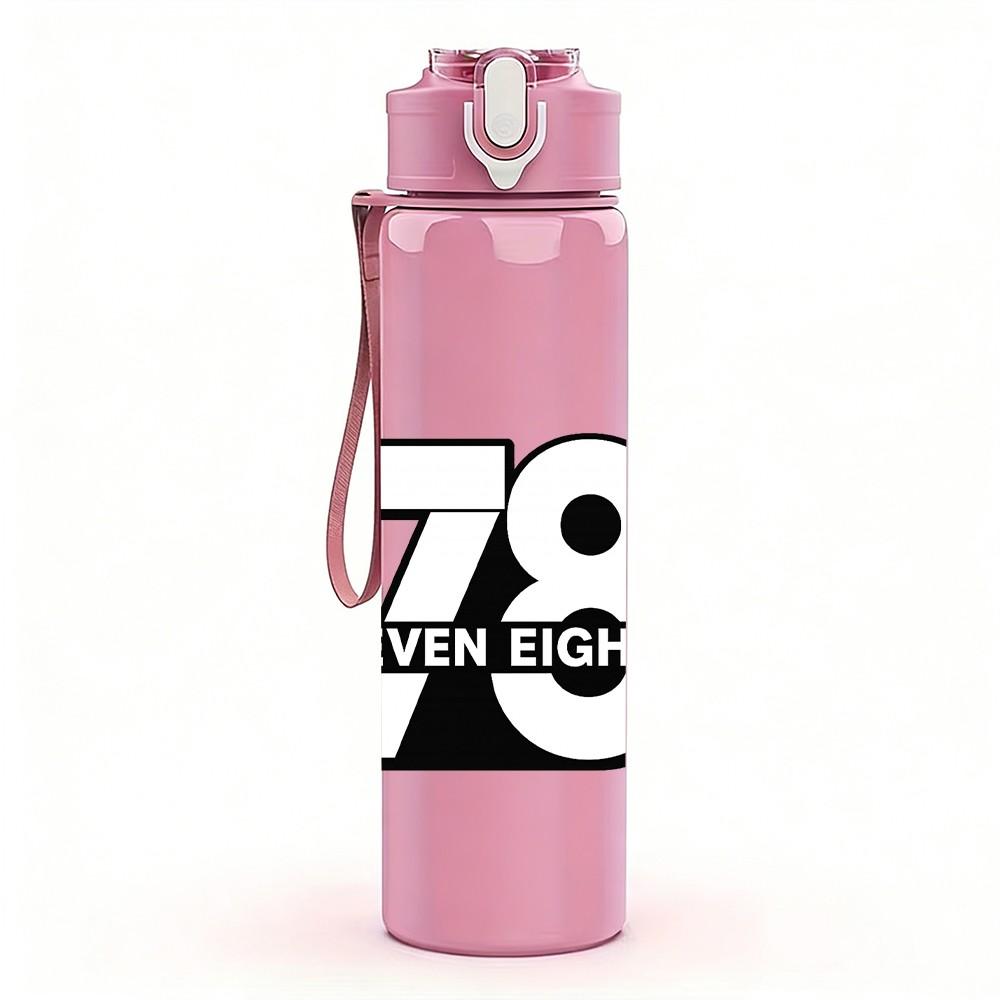 1PC Seventy Eight Block Number Print 750ml Color Plastic Sports Water Bottle Leakproof Flip Straw Lid Suitable for Sports Office Home Use