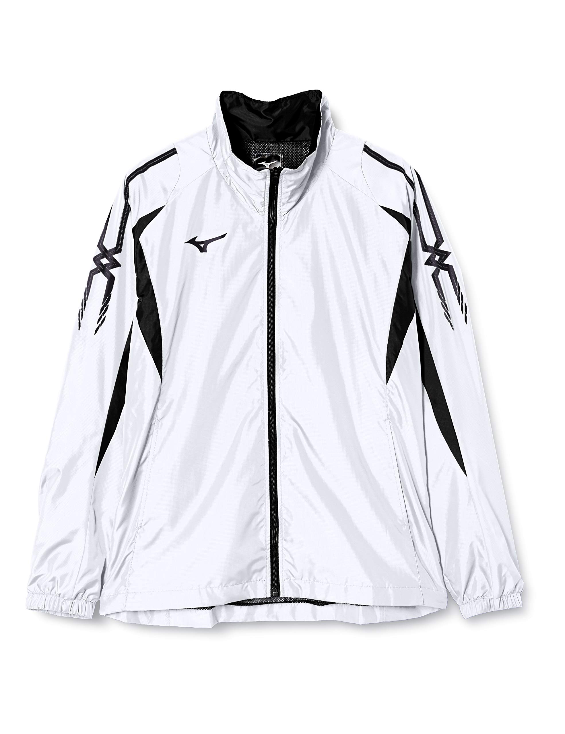 

Mizuno Training Windbreaker Shirt Size 32JE8015 Men s Jacket, Water-Repellent, Sweat-Wicking, Quick-Drying, Unisex, White/Black, L,