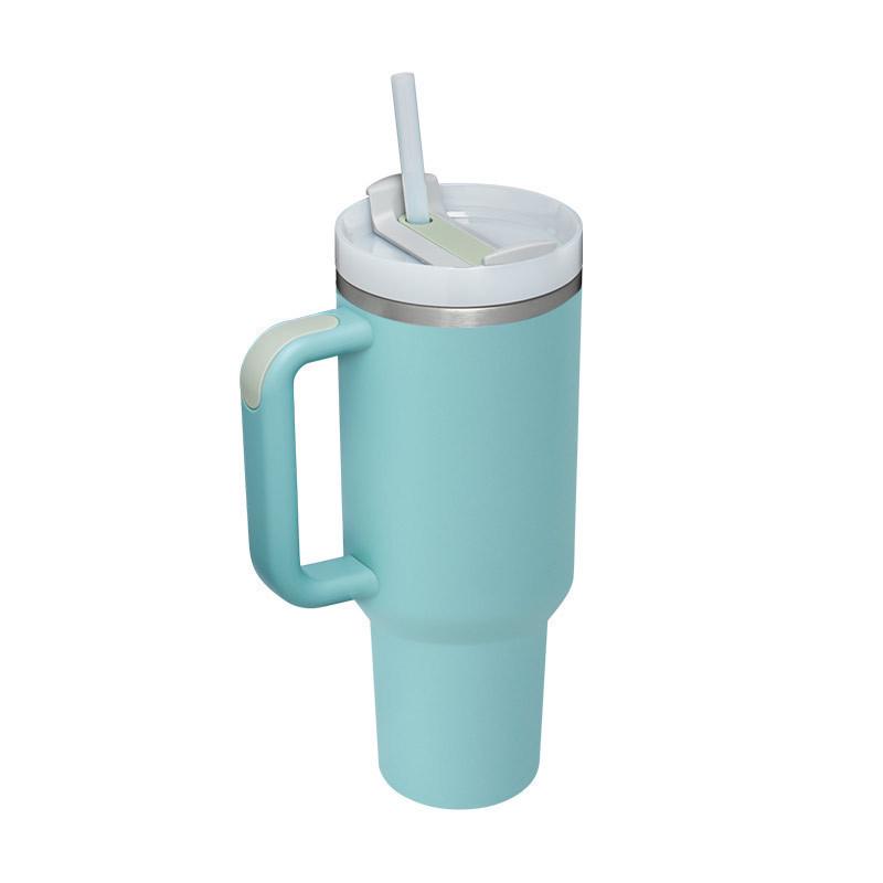 40oz Stainless Steel Insulated Travel Mug with Handle and Straw
