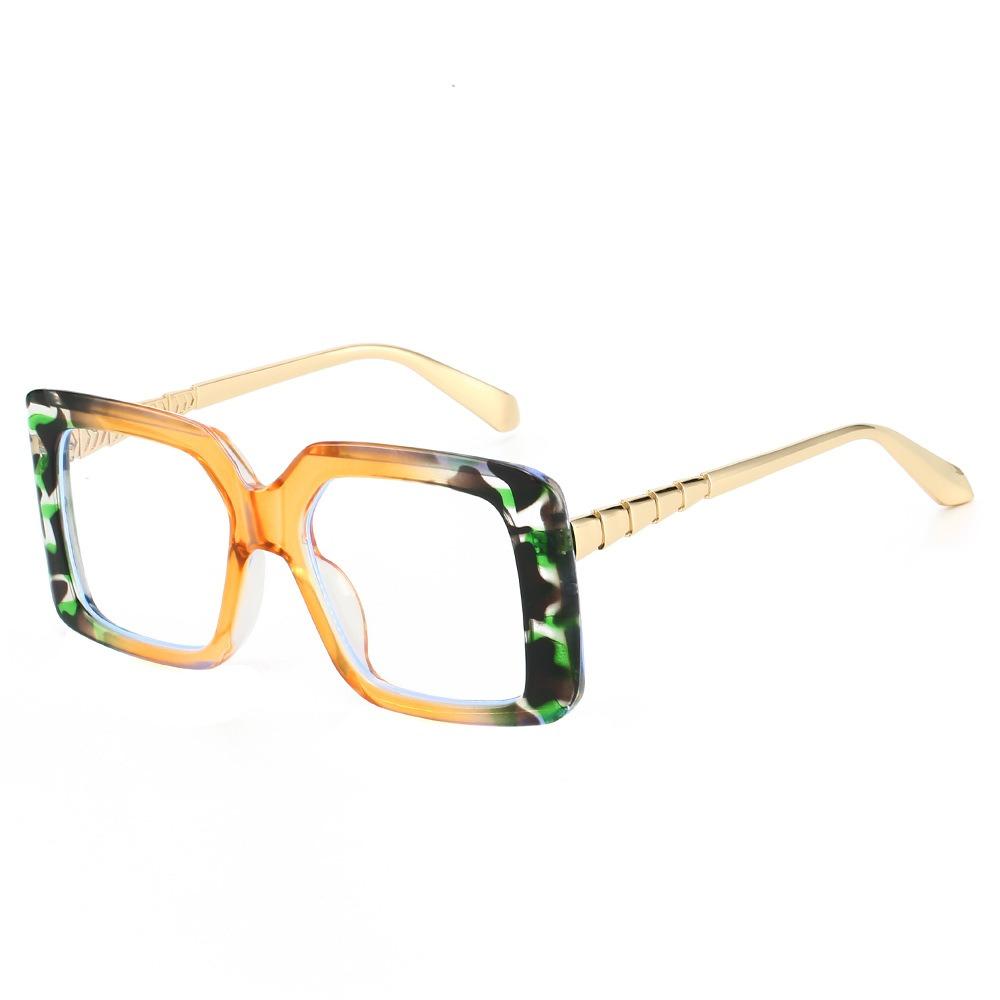 JYL Oversized Square Sunglasses UV400 Gradient Green-Yellow Unisex Punk / 3244