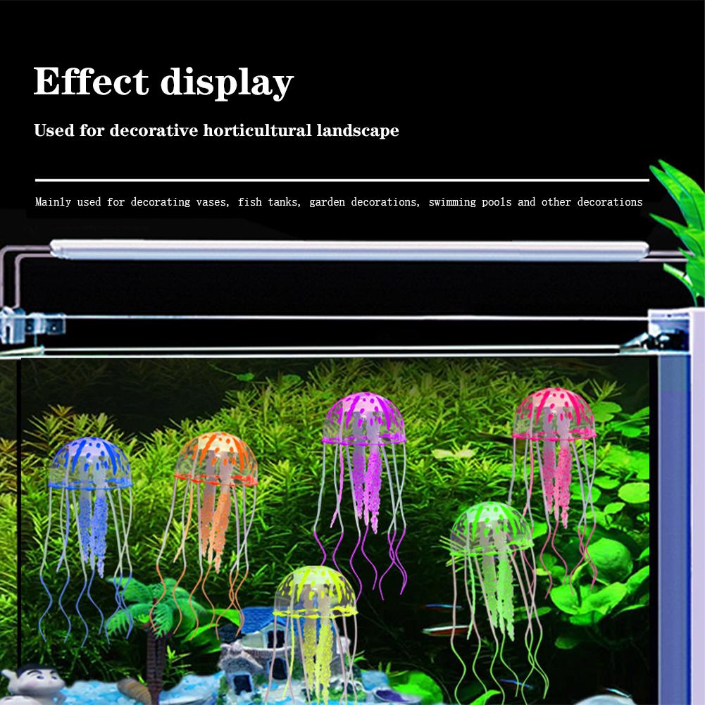 2 PCS Jellyfish Fish Tank Decorations, Soft Silicone Simulation Jellyfish Ornament With Vacuum Suction Cup, Fish Tank Jellyfish Glow Decorations For F