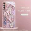 Pink Butterfly Hot-selling Exquisite Beautiful  PhoneCase Glass PhoneCase for Samsung Galaxy S26 S25 S24 S23 S22 FE Ultra Plus