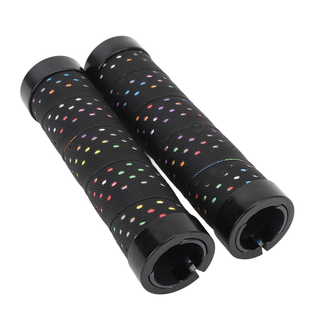 2er Set Fahrradlenkergriff-Set Anti-Rutsch Dual-Locking PU Bequemes Fahrradlenkergriff-Set 22,2 mm Schwarz mit farbiger Basis