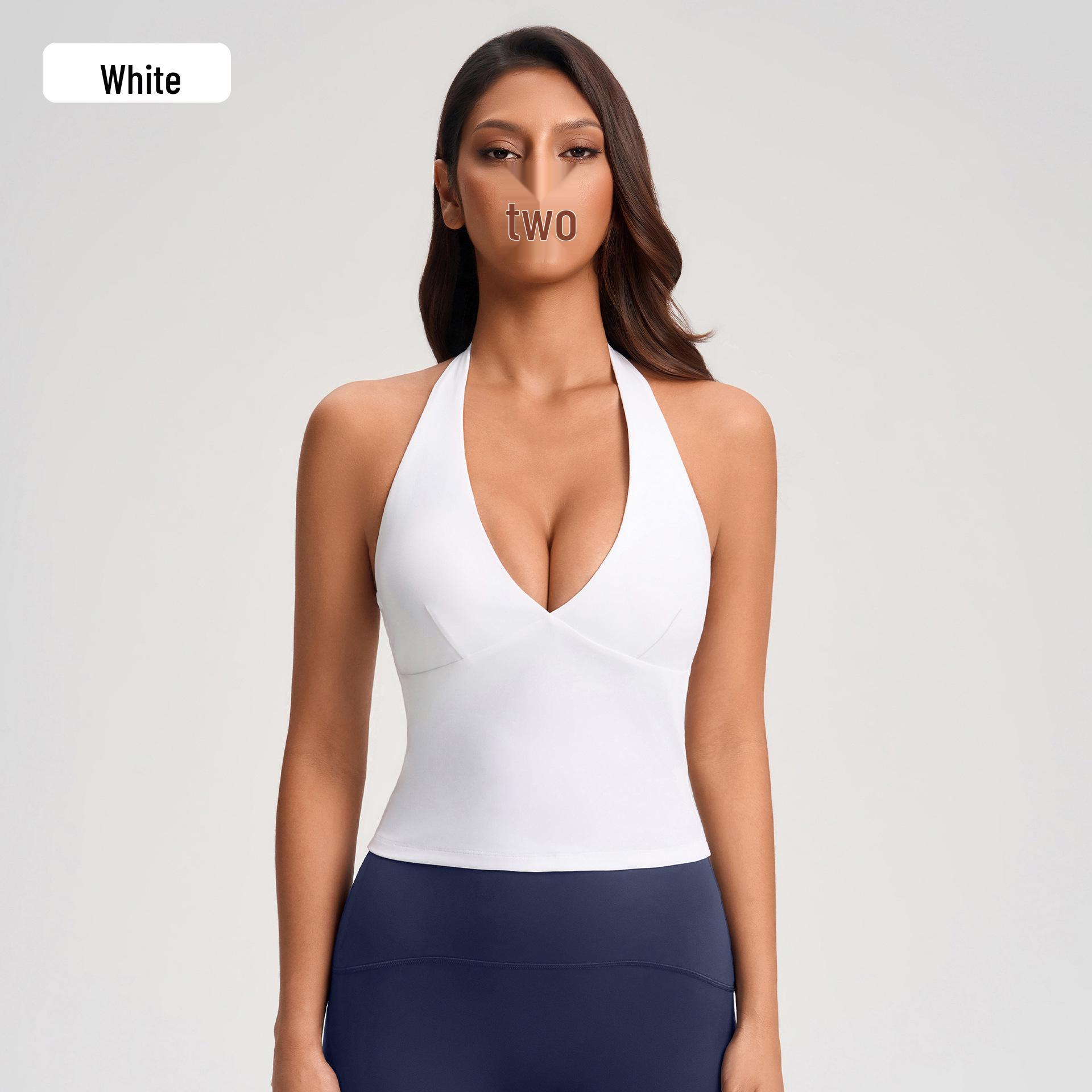 

Women s Sexy Deep V-Neck Spaghetti Strap Backless Tank Top with Chest Pads for Yoga Fitness 10 (EU)