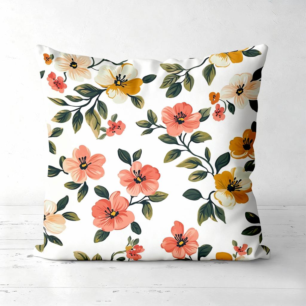 Vintage Watercolor Floral Throw Pillow Covers Pattern Cushion Cover Suitable For Sofa Bedroom Car Pillow Cover