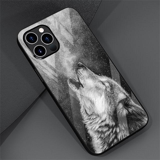Wolf Tier Cool Tiger Glas Hülle Für Apple iPhone 13 Pro 11 14 12 7 8 Plus SE 2022 XR X XS Max 6 6S Gehärtete Handyhülle