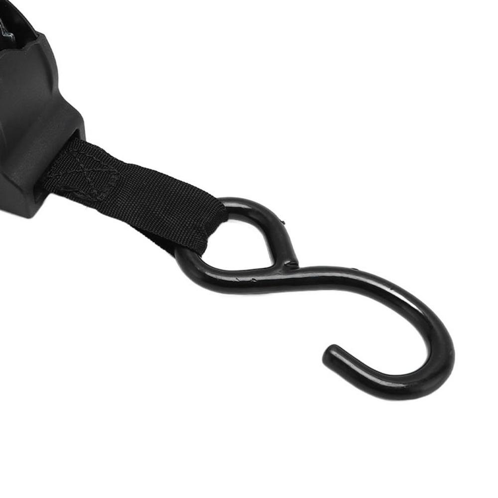 2pcs Balck Tie Down Strap Self Winding Luggage Fixing Strap Durable Auto Ratchet Strap Trailer