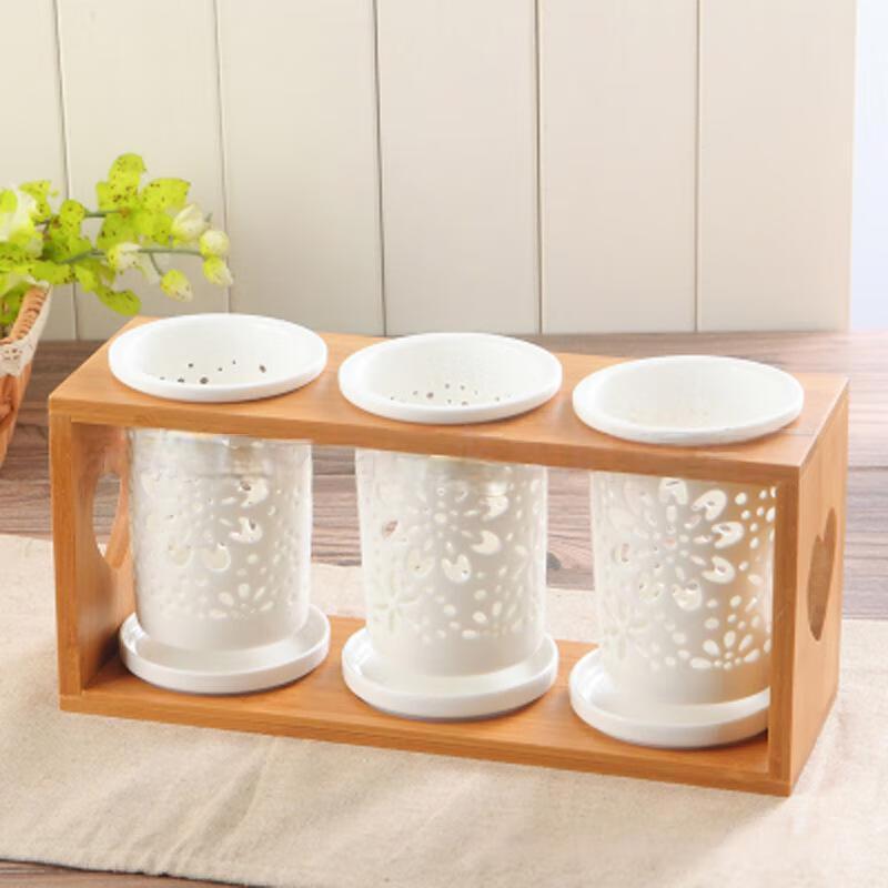 Qianxing Ceramic 3-Compartment Chopstick Holder Set
