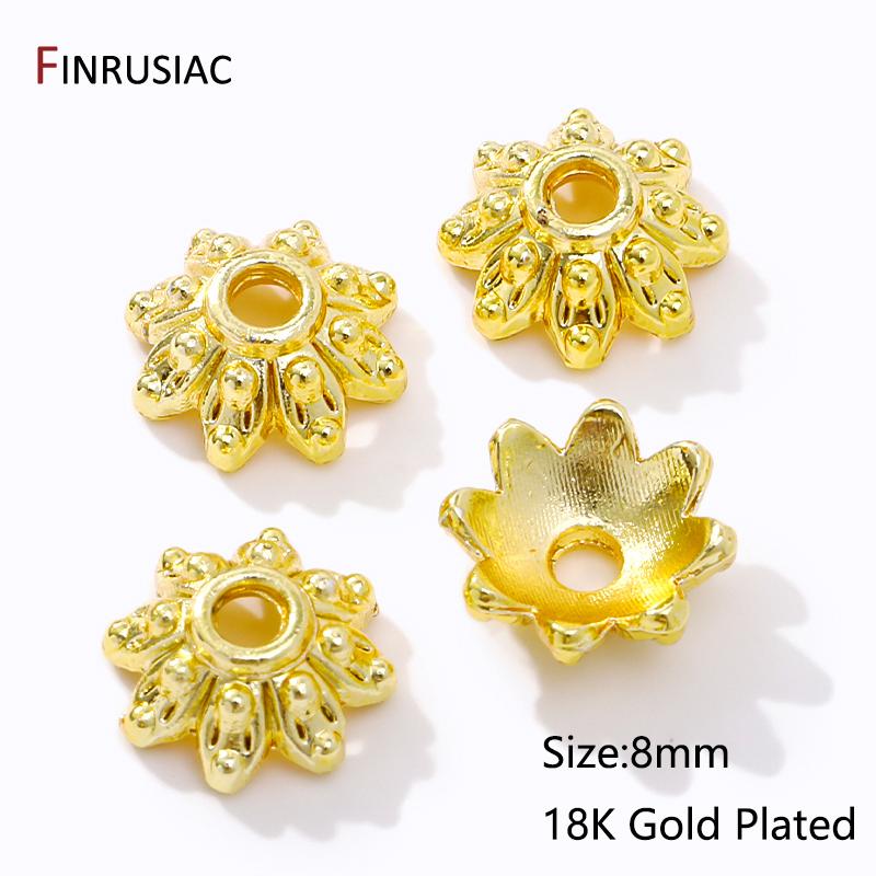 Wholesale Trendy Hollow Flower Beads End Caps,14K/18K Gold Plated Brass Bead Caps For DIY Bracelet Necklace Making Accessories