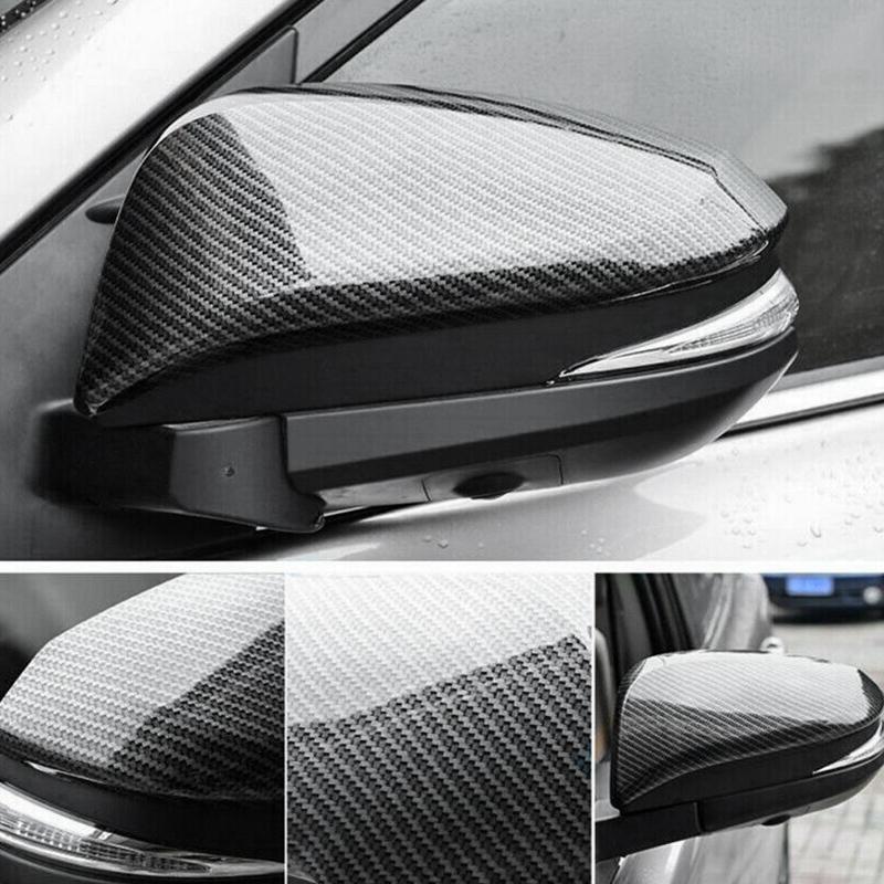 Carbon Fiber Side Rear View Mirror Cover Cap Decor Trim For Toyota Hilux Revo Vigo Fortuner Highlander RAV4 Innova-M53K