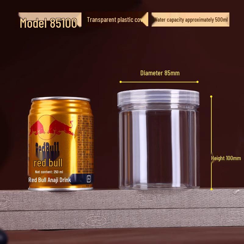 Transparent Food-Grade PET Storage Jars, Wide Mouth for Grains and Candy