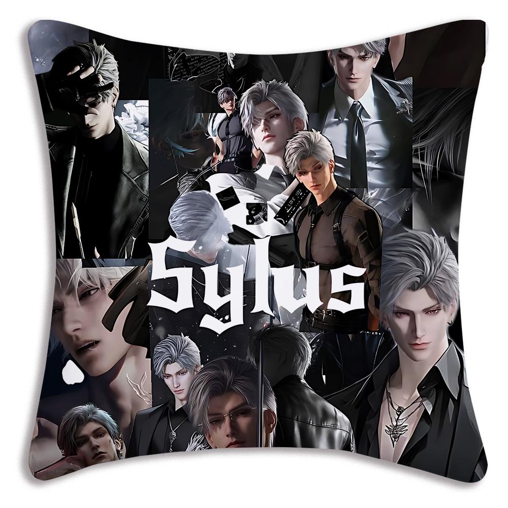 Sylus Love and Deepspace chibiS Pillow Covers Cartoon Sofa Decorative Home Double-sided Printing Short Plush Cute Cushion Cover