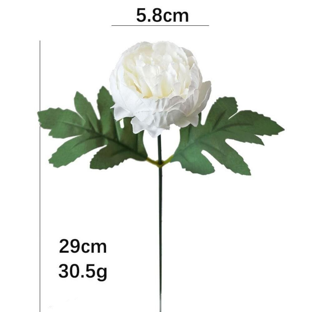 Peony Artifiical Flower Branch Flexible Stems 29cm Height Camellia Fake Flower with Green Leaves Simulation Flower