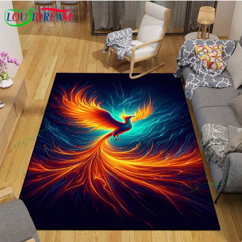Popular Mythical Beast Phoenix Printed  Carpet Living Room Anti-Skid Area Rug Kids Bedroom Mats Yoga Mat Carpet Decor Gift