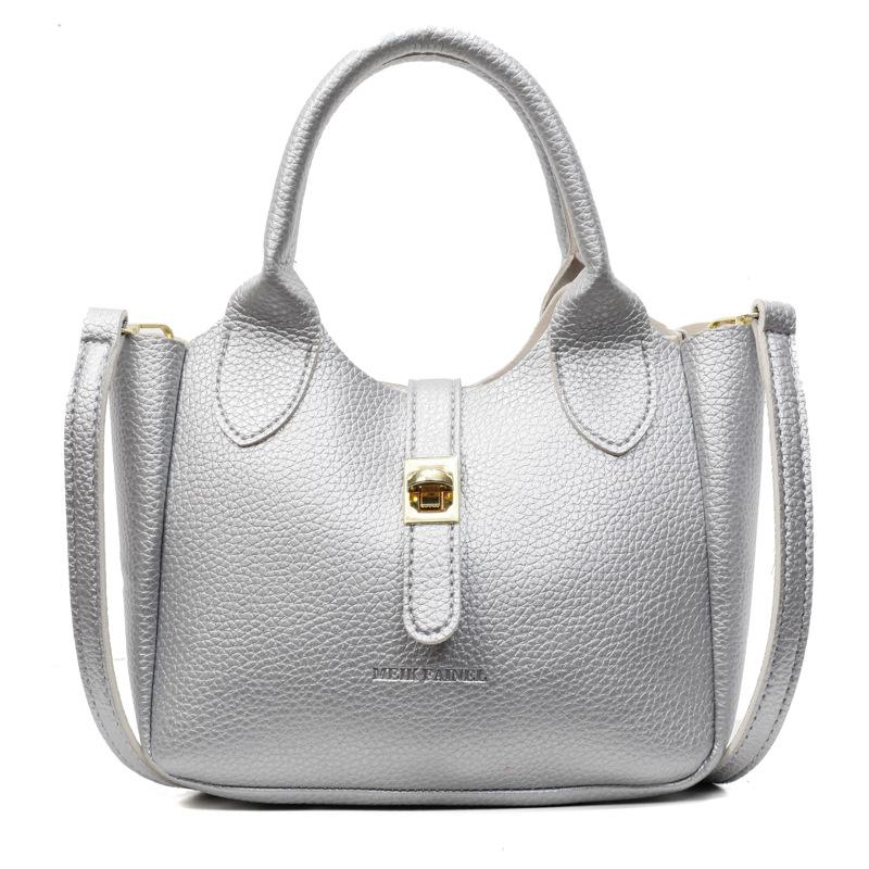 Summer leisure, high-end sense, fashion temperament, portable bucket bag, women's versatile lychee pattern texture, light luxury messenger bag