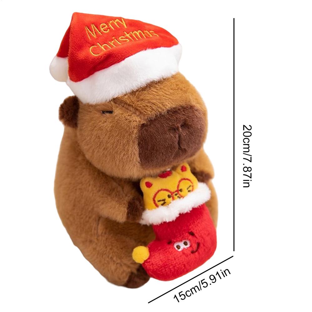 2025 Christmas Capybara Stuffed Animal Soft Plush Toy, Holiday Decor For Car Bedroom Sofa Living Room, Toddler Kids