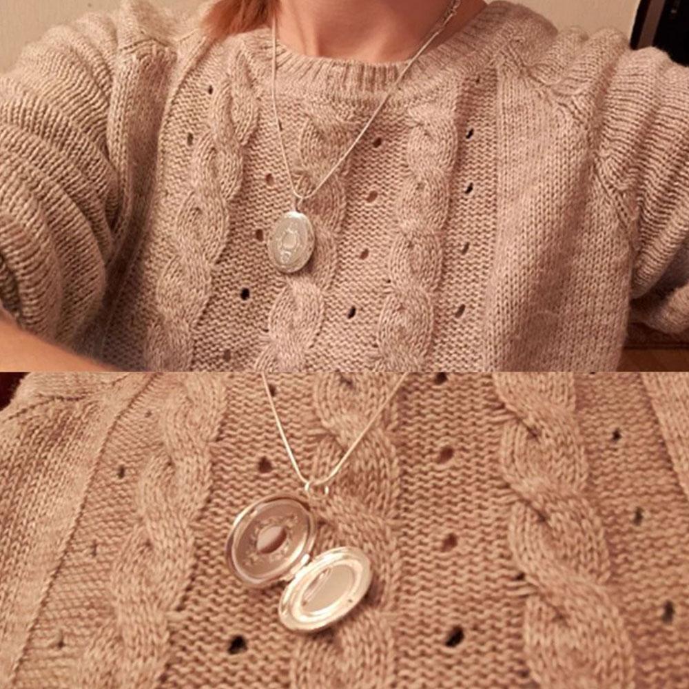 Copper Oval Round Po Frame Pendant Necklace 18/20-28/30 Inch Snake Chain For Woman Man Wedding Jewelry