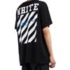 Off-White Cotton Striped Print Pattern Round Neck Short Sleeve T-Shirt Men Tops Black OMAA002G20JER0091034