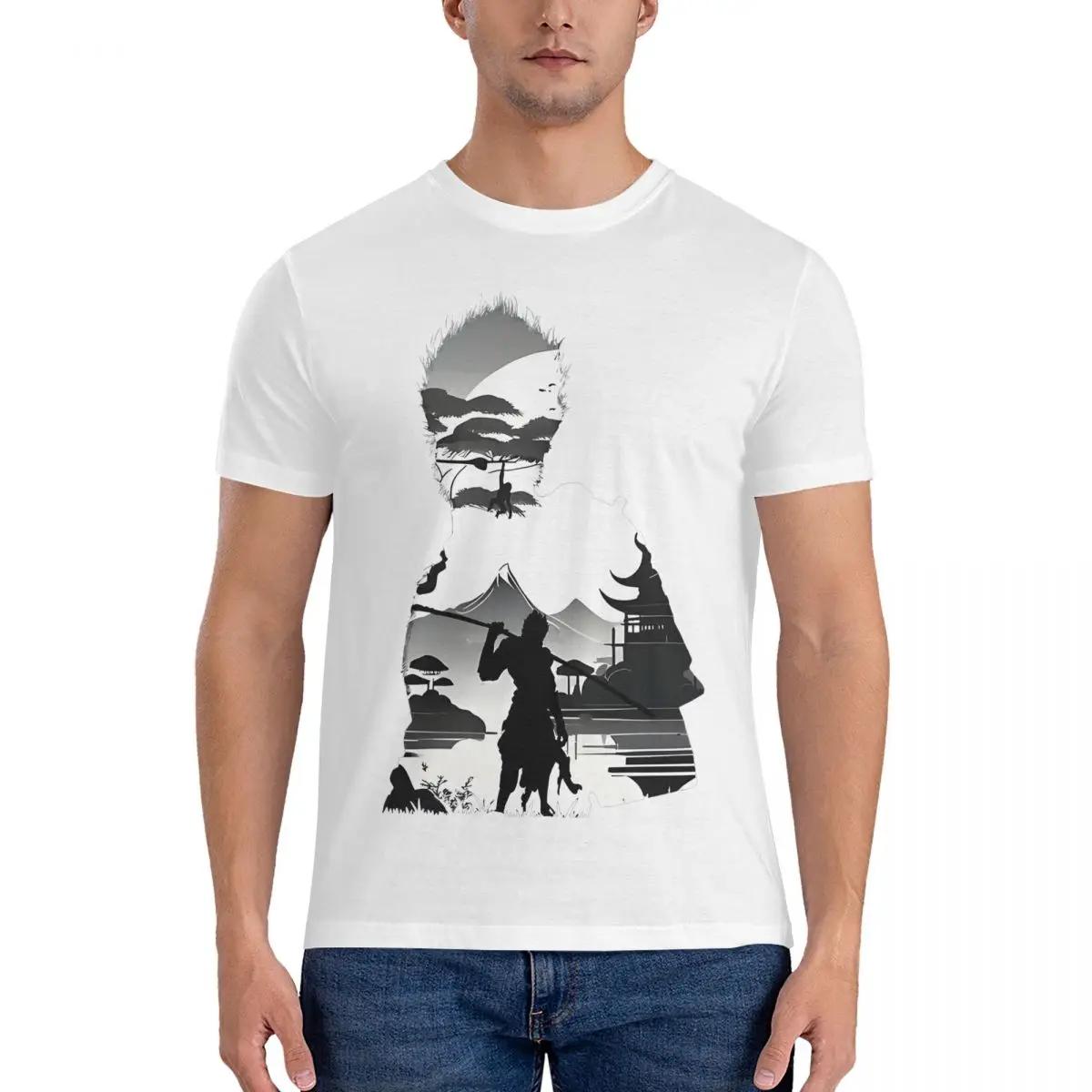 

Новинка, монохромные футболки с фотографическим принтом Negative Illusion для мужчин, хлопковые футболки с круглым вырезом, черные, с коротким рукавом, с изображением Мифа Укуна XXXXXL белый