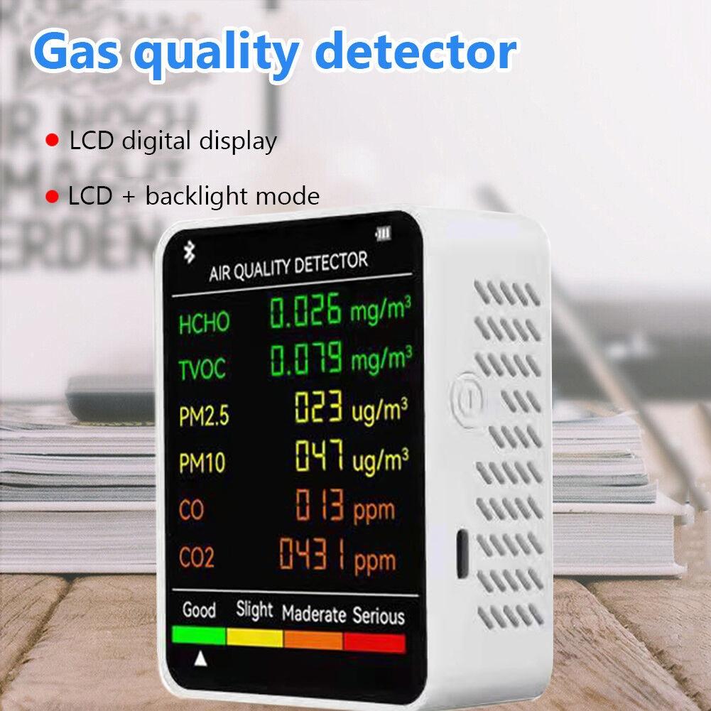 Portable 6 in 1 Air Monitor Detect PM2 5 PM10 HCHO TVOC in Home Office and Travel Settings with Real Time Data