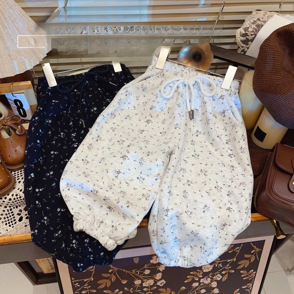 Girls' Floral Autumn Sweatpants: Korean Style Casual Long Pants for Baby and Toddler - Versatile and Stylish.