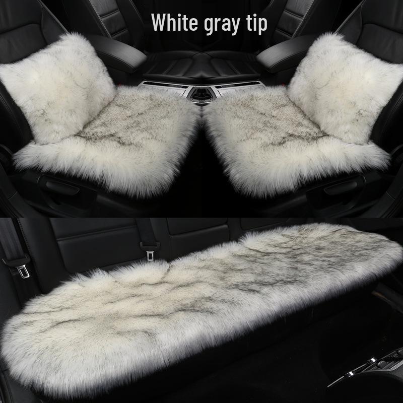 Winter Plush Imitation Wool Car Seat Cushion Set: Non-Slip, Thickened, No Backrest, 3-Piece.