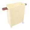 Slim Laundry Basket Foldable Space Saving Sturdy PP Plastic Narrow Clothes Hamper for Bathroom Corner Crm White
