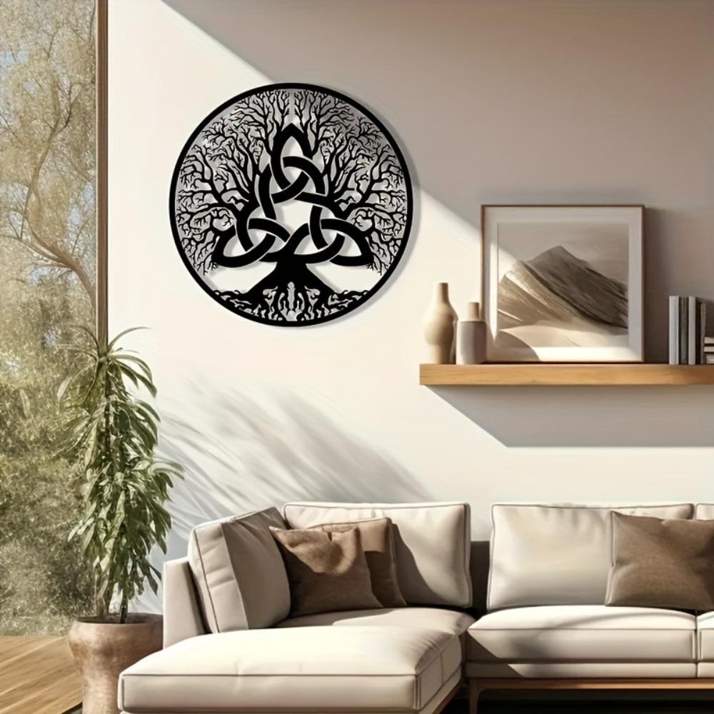Tree of Life Celtic Knot Metal Wall Decor 2D Flat Modern Home Art Irish Style Unique Love Knot Design Housewarming Gift