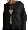 2026 Autumn/Winter Women's Solid Color Loose Knit Cardigan with Tie-up - European and American Style