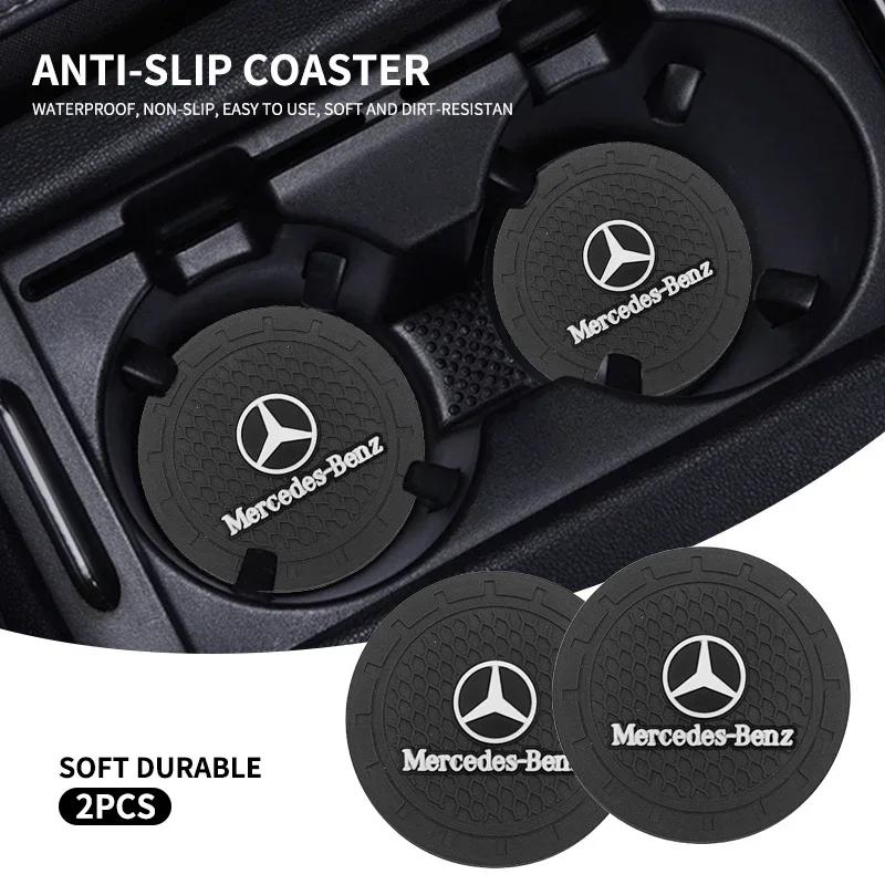 1/2pz Tappetino Antiscivolo per Portabicchieri Auto Sottobicchiere Tappetino in Gomma Per Mercedes Benz Classe B/C/E/S Classe A C200L GLC GLK CLA Accessori