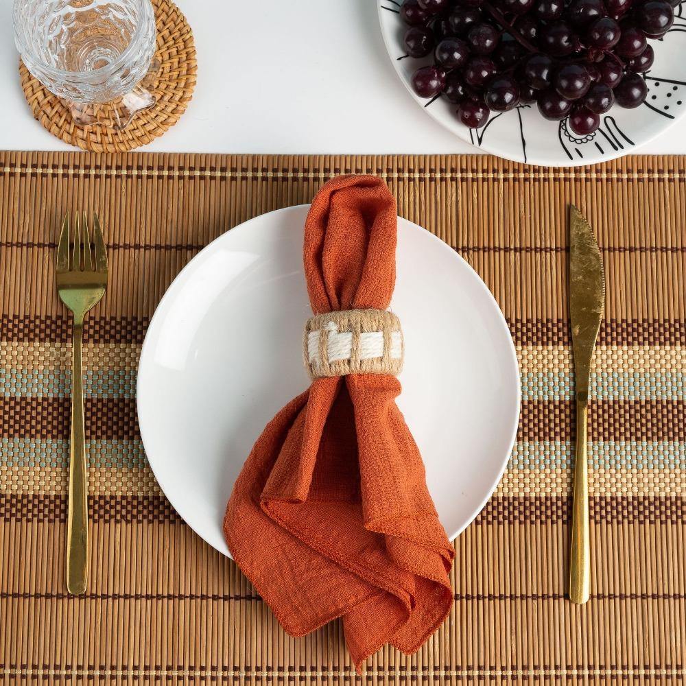 6 Piece Linen Cylinder Napkin Ring Rustic Style Dinning Towel Ring Simple Napkin Holder New Year