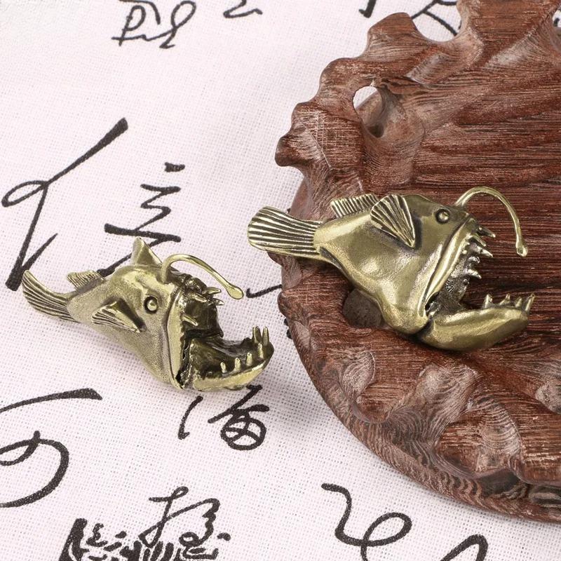 Retro Ocean anglerfish Watching Fishes Sea Animals Model Fishbowl Decoration Action Figures Education Miniatures Kids Toys