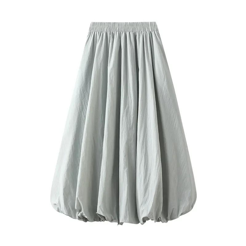 Women's Balloon Long Skirts Street Elastic Waist Flowy Loose Cargo Skirt Aesthetic Women Clothes